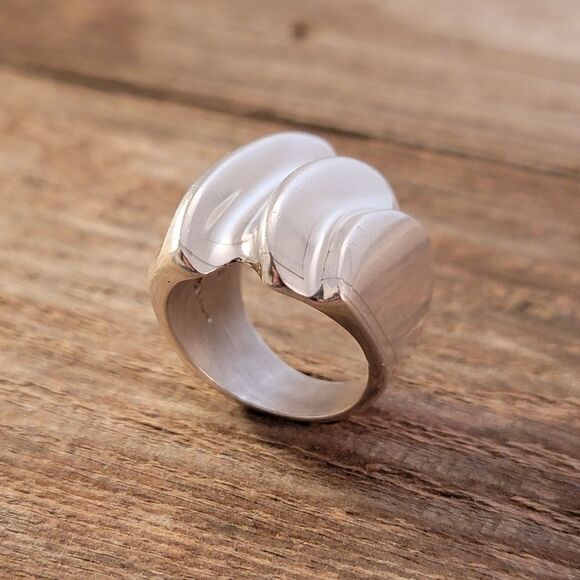 Sterling Taxco Mexico Contemporary Sculptural Statement Ring - Picture 7 of 15